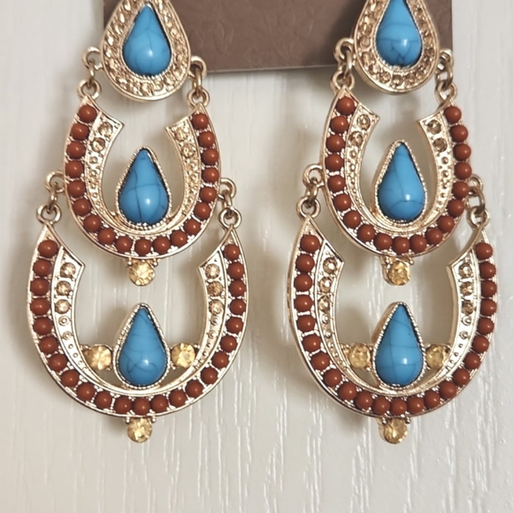 🌻 Natasha Stacked Horseshoe Drop Statement Western Earrings